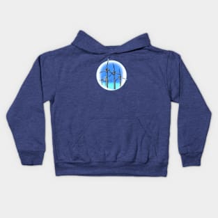 Moonrise Over Ocean Wind Farm Kids Hoodie